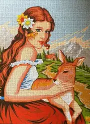 "Fawn" Printed Canvas for Needlepoint Tapestry Gobelin Embroidery Gobelin D498