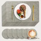 Faux Leather Placemats Set of 6 Size 18"x 12",Anti-Slip Rectangular Place Mat...
