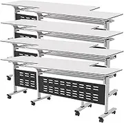 YVYKFZD Folding Conference Table, Flip Top Conference Room Table, Rolling Seminar Meeting Table with Caster Wheels, Portable Mobile Training Table, for Office, Classroom(8PCS,47.2"x15.7"x29.5")