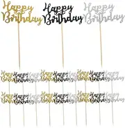 GOOHOCHY 36pcs Happy Birthday Cake Toppers Reusable Cupcake Decorations for Adults for Outdoor Home Celebrations Safe Versatile Party Supplies