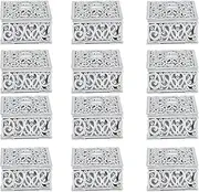 12 Pcs Hollow Out Candy Boxes, Wedding Favor Boxes, Plastic Candy Storage Boxes, Square Shaped Gift Boxes for Wedding Bridal Shower Supplies(Silver)