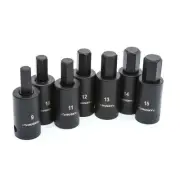 Impact Socket Set 1/2 Drive Hex Bit 7pc Metric 9-15mm CrMo Steel Husky Tools