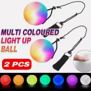 2X LED Poi Balls Multi Coloured Light up Ball Belly Dance Party Festival new