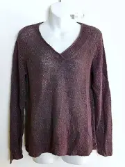 NWT Eileen Fisher Pareo Shadow Purple V-Neck Sweater Long Sleeve MEDIUM $178