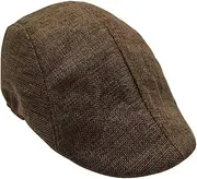 [VALICLUD] Flax Beret Hat for Women Men British Style Newsboy Cap Lightweight Sunscreen Hat Peaked Design Fashion Accessory Brown