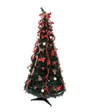 Northlight Pre-Lit Gold & Red Plaid Decorated Pop-Up Artificial Christmas Tree