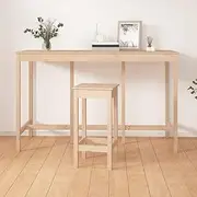 Solid Pine Wood Bar Table for Dinner - Farmhouse Extendable Dining Tables for Kitchen & Room, 180x80x110 cm Set