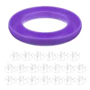 Silicone Bobbin Ring Holder and 20 Plastic Bobbins Set, Purple & Transparent