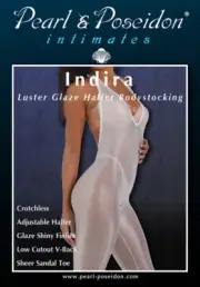 Indira - Crotchless Halter Bodystocking in Luster Glaze Shine with Deep V-Back