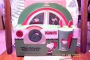 "Peanuts" 5pc Mealtime Kids Set - Plate, Bowl, Cup, Fork, Spoon - NIP