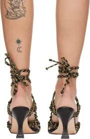 Contrast-colored open-toed high-heeled sandals 35,36 Nude