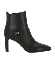 Valentino VLogo Plaque Pointed Toe Boots 36.5 black