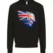 Curled British Flag Union Jack Britain Kids Sweatshirt Jumper
