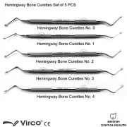 HEMINGWAY BONE CURETTES SPOON SCOOP TYPE PERIODONTAL DENTAL IMPLANT LAB X5