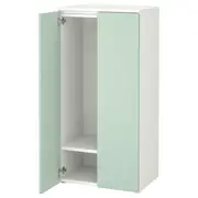 SMÅSTAD / PLATSA wardrobe, white/light green, 60x42x123 cm