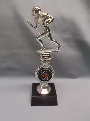silver FOOTBALL trophy award black insert riser weighted black base