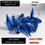 16PC EZ-GO CLUB CAR GOLF CART BLUE 3.18'' SPIKE LUG NUT 1/2"-20 FOR GOLF CARTS