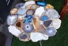 Round Agate Stone Coffee Table Top, Cafeteria Modern Art Table Console Table Top