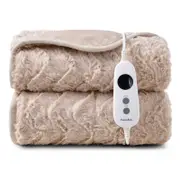 Dreamaker Luxury Faux Fur Heated Throw 200x180cm Natural
