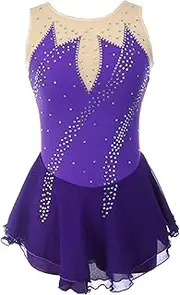 [Zagitova] Figure Skating Dress for Girls with Rhinestone Graceful Open Back Women Patchwork Competition Dance Outfits