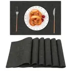 Washable Woven Fabric Placemats Set of 6 Heat Resistant Place Mats Non Slip T...