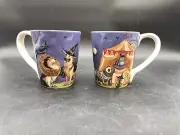 Set of 2 PIER 1 Imports Dogs / Puppies Dress Up Halloween Ironstone Mugs