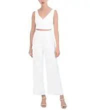 BCBG New York Surplice-Neck Crop Top Women's S Marshmallow Back Zip Closure