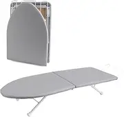 Foldable Tabletop Ironing Board,Mini Ironing Board with Heat Resistant Cotton Cover,Portable Ironing Board with Iron Rest,Suitable for Home Dorm Travel (Wood)