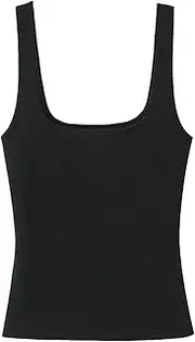 [Generic] Women's Square Neck Knitted Camisole Commuting Solid Color Sleeveless Backless Tank Top