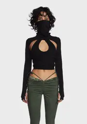 [DARKER WAVS] Echo Cut-Out Long Sleeve Top