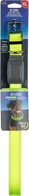 Nite Ize NiteDog USB Rechargeable LED Collar, Light Up, Lime/Green LED -X-LARGE