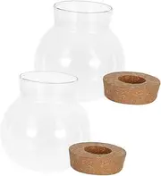 Outanaya 2pcs Transparent Glass Vases for Plants Small Hydroponic Terrarium Containers with Cork Compact Desktop Propagation Station for Office Decor