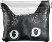 [YXYZRMY] Black Cat Peeking White PU Leather Squeeze Coin Purse, Coin Pouch Change Holder for Women Men, Mini Portable Cosmetic Bags for Women, Multi-colored, one size, Multi-style, Multi-colored, one