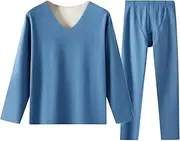 [Generic] Men'S Thermal Underwear Set Heavyweight Warm Tops Solid Color Long Johns Set Fleece Lined Base Layer Thermals L-4XL