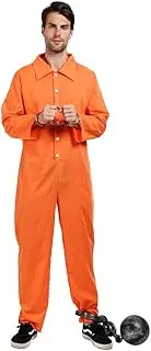 EraSpooky Men Prisoner Costume Convict Robber Fancy Dress Halloween Party Cosplay Outfit for Adult