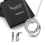 Boxed Interlocking Rings Necklace and Earrings Embellished with SWAROVSKI® Crystals