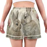 [RPLIFE] Sleepwear for Women Pajama Set, Summer Pajama Sets for Women Soft, Spring Bunnies Easter Rabbit, Small