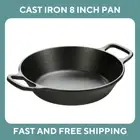 Lodge L5RPL3 8 Inch Cast Iron Pan with Loop Handles, Black Skillet Steak BBQ
