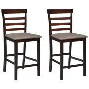 Bar Chairs Counter Kitchen Stools Dining Chairs 2 pcs Brown Fabric vidaXL