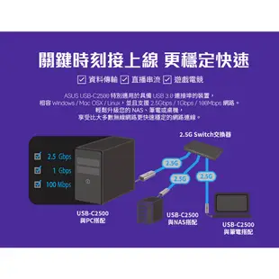 ASUS 華碩 USB-C2500 2.5Gbps USB/RJ-45 外接 網路卡 有線網卡