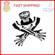 Tatuo Halloween Skeleton Gloves White Skull Face Mask Costume Accessories