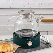 16cm Electric Mini Stove, 360 Degree Vertical Heating, Compact & Portable Countertop Hot Plate for Tea and Coffee, Safer Than Induction Cooker, Even Heating, Round Body (Green)