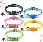 Abaodam 5PCS Adjustable Fashion Pet Collar with Bells for Cats and Kittens Durable Neck Jewelry Yellow Sky Blue Light Green Pet Supplies and Photo Props