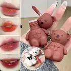 Bear Lip Gloss Velvet Matte Lipstick Long Lasting Makeup Lip Tint Mud Keychain⊙