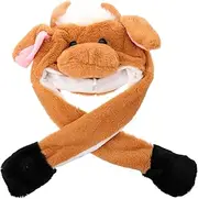 1pc Cow Hat with Moving Ears 2021 New Year Hat Hair Ties Funny Hat Ear Moving Jumping Hat Ear Headband Plush Cow Hat Animal Child Performance Props Cartoon Plush and Pp Cotton