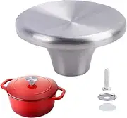 [ILOVYO] Dutch Oven Knob Stainless Steel Replacement Handle for Le Creuset,Aldi,Lodge and Other Enameled Cast-Iron Dutch Oven Pot Lid Knob Replacement(Silver 1 Set)