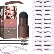 Eyebrow Powder Stamp Makeup Kit with 12 Reusable Stencils, Long Lasting Waterproof for Perfect Brows