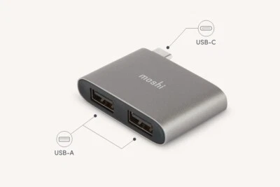 New MOSHI USB-C to Dual USB Adapter Dual USB-A Ports Camera Printer Ext Storage