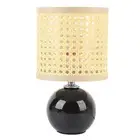 Ceramic Table Light E27 Bulb Imitation Rattan Woven Shade Bedside Lamp US