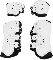 Horse Tendon Boots Shock Absorbing Open Front Adjustable Horse Front Hind Boots White Set of 4